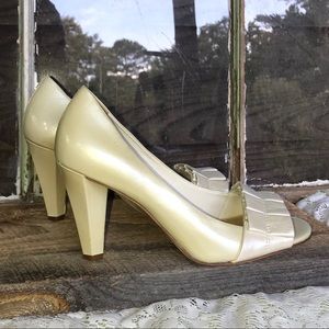 Antonio Melani Cream Open Toe Heels